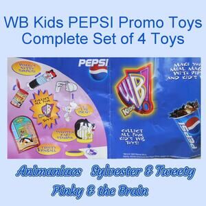 WB Kids Pepsi Animaniacs & Looney Tunes Promo Complete Set of 4 Toys RARE